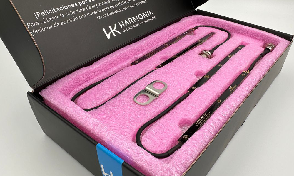 Fotografia ilustrativa do captador para bandoneon da Harmonik Microphones.